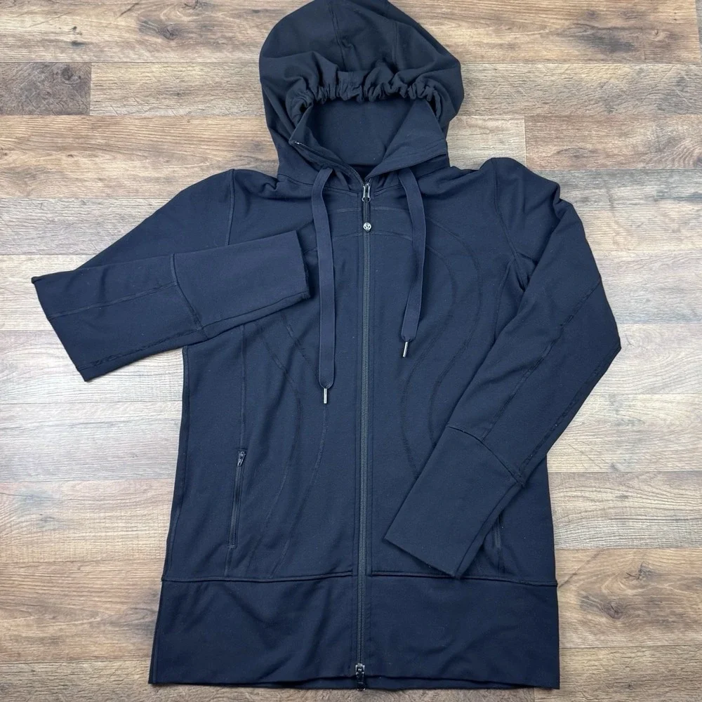 Lululemon Women's Stride Jacket Hooded Color Black Size 12 Full Zip